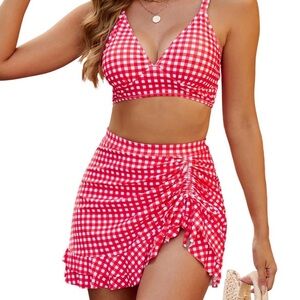 Red Gingham Two-Piece Set